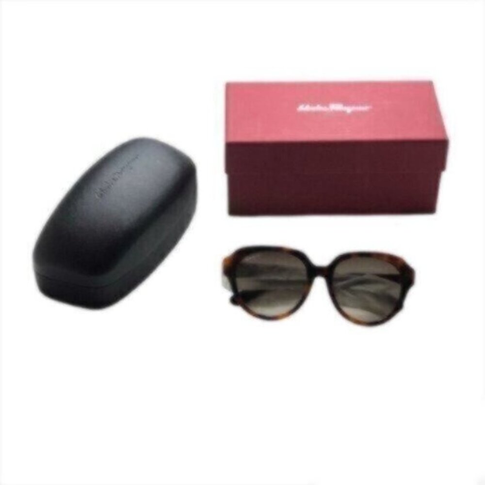 NWT Salvatore Ferragamo Brown Tortoise Shell Rectangle Sunglasses - Picture 5 of 9